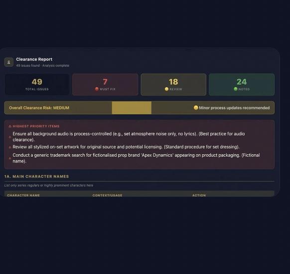 AI Script Clearance Report